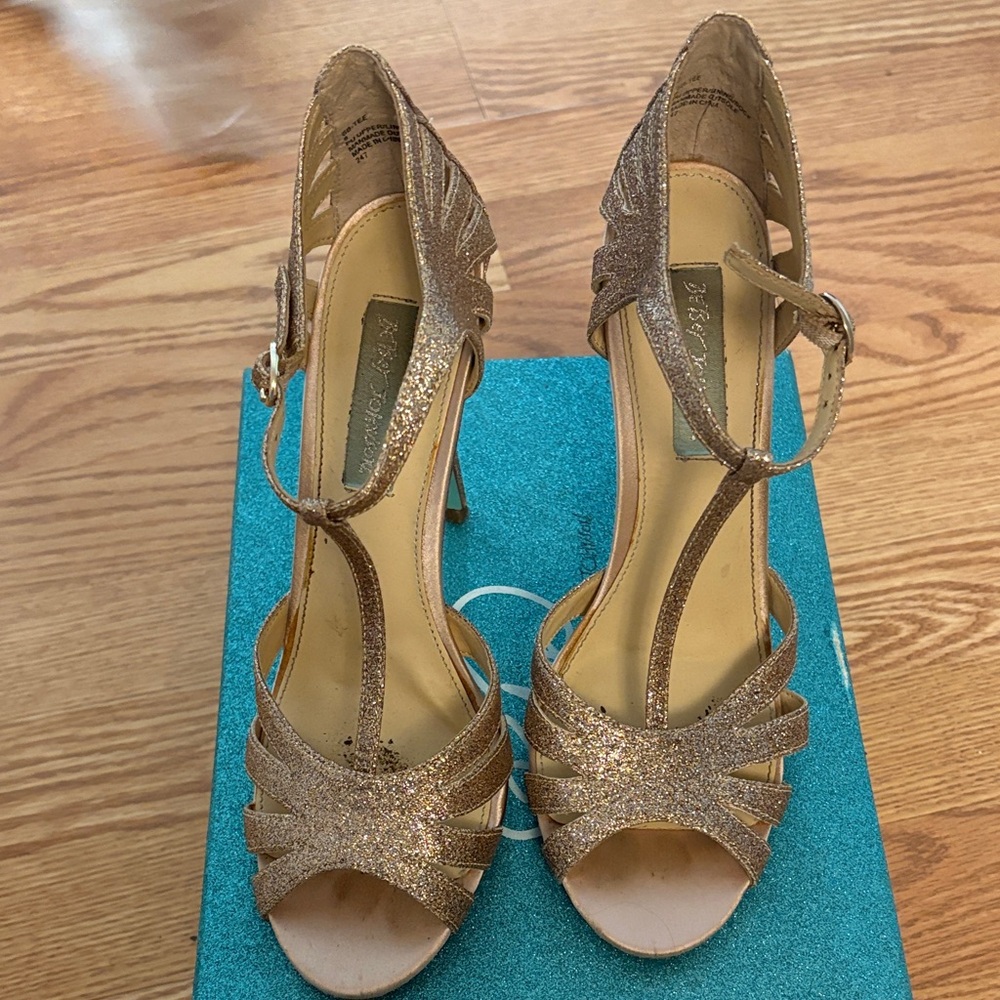 Betsey Johnson Gold Glitter Heels